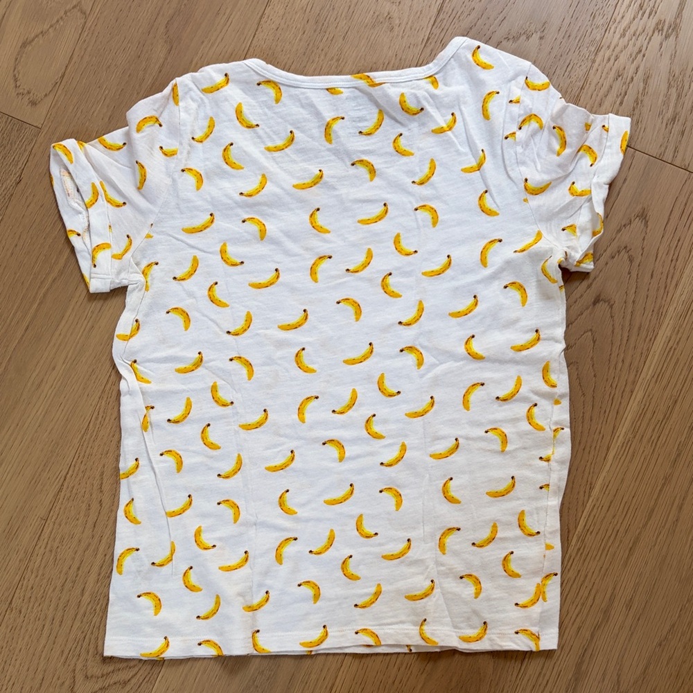 Lord & Taylor White Short Sleeve Tee with Yellow Banana Print - Picture 2 of 7